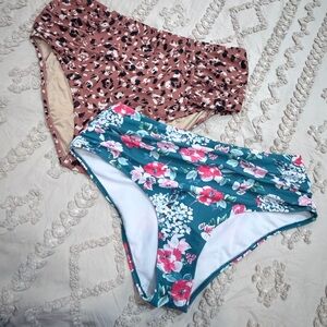 Floral and Animal Print Bikini Bottoms